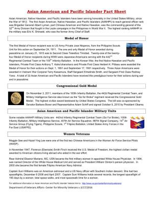 Asian American and Pacific Islander Fact Sheet