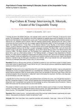Interviewing R. Sikoryak, Creator of the Unquotable Trump Written by Robert A