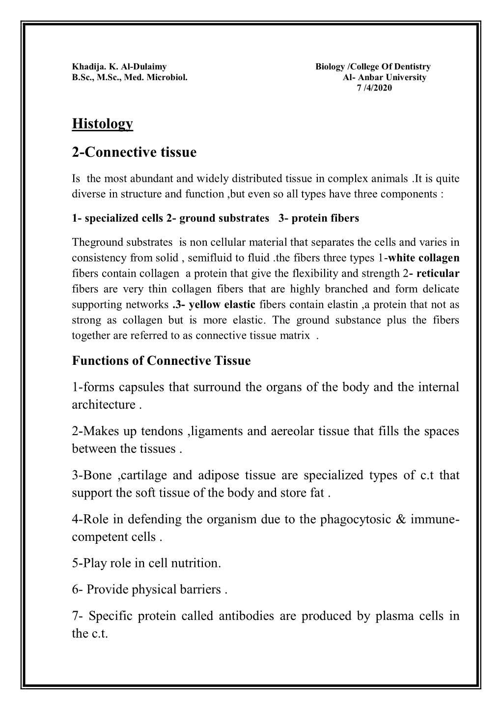 Histology 2-Connective Tissue