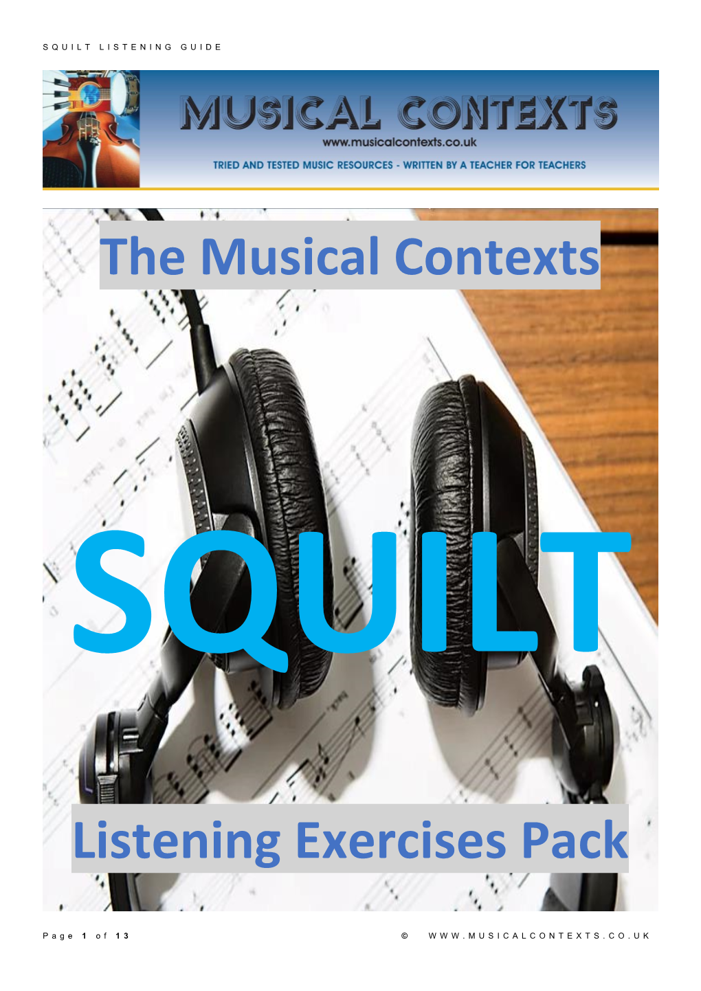 The Musical Contexts Listening Exercises Pack