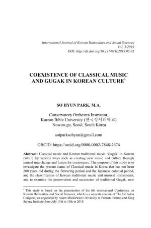 Coexistence of Classical Music and Gugak in Korean Culture1