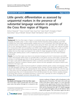 Little Genetic Differentiation As Assessed by Uniparental Markers in the Presence of Substantial Language Variation in Peoples O
