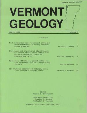APRIL 1982 VOLUME 2 Co NTE NTS Rock Mechanics and Structural