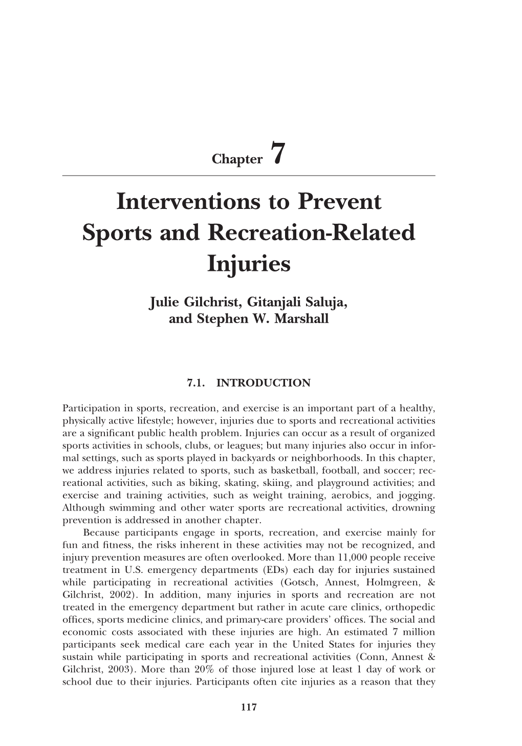 Interventions to Prevent Sports and Recreation-Related Injuries