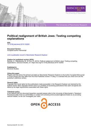 Political Realignment of British Jews: Testing Competing Explanations