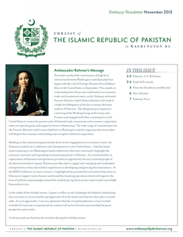 IN THIS ISSUE November Marked the Continuation of High Level 2-3 Pakistan-U.S