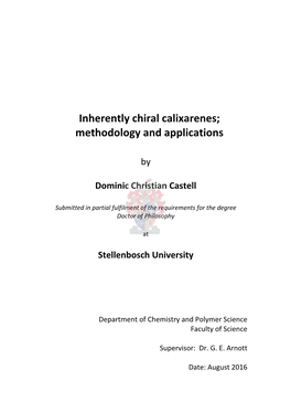 Inherently Chiral Calixarenes; Methodology and Applications