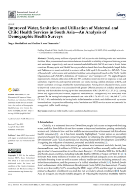 Improved Water, Sanitation and Utilization of Maternal and Child Health Services in South Asia—An Analysis of Demographic Health Surveys
