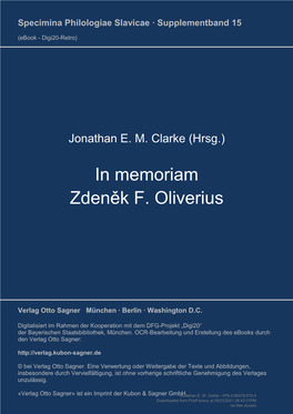 In Memoriam Zdeněk F. Oliverius