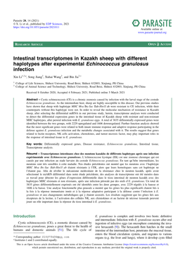 Intestinal Transcriptomes in Kazakh Sheep with Different Haplotypes After Experimental Echinococcus Granulosus Infection