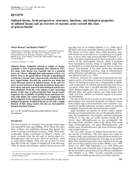 Structures, Functions, and Biological Properties of Sulfated Fucans and An