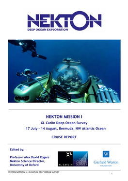 NEKTON MISSION I XL Catlin Deep Ocean Survey 17 July – 14 August, Bermuda, NW Atlantic Ocean