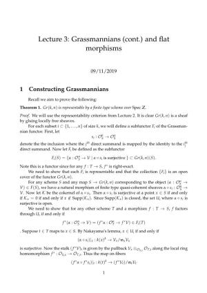 Lecture 3: Grassmannians (Cont.) and Flat Morphisms