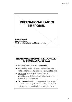 International Law of Territories 10.10.2015