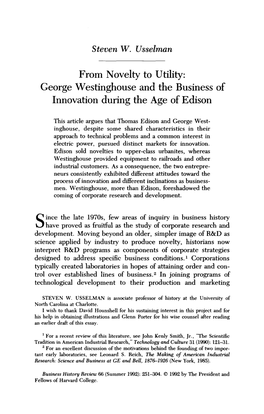 George Westinghouse and the Business of Innovation During the Age of Edison
