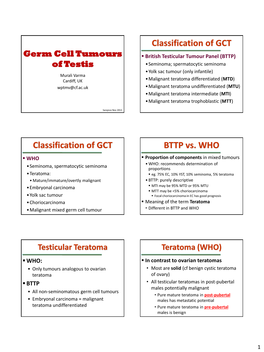 Germ Cell Tumours of Testis