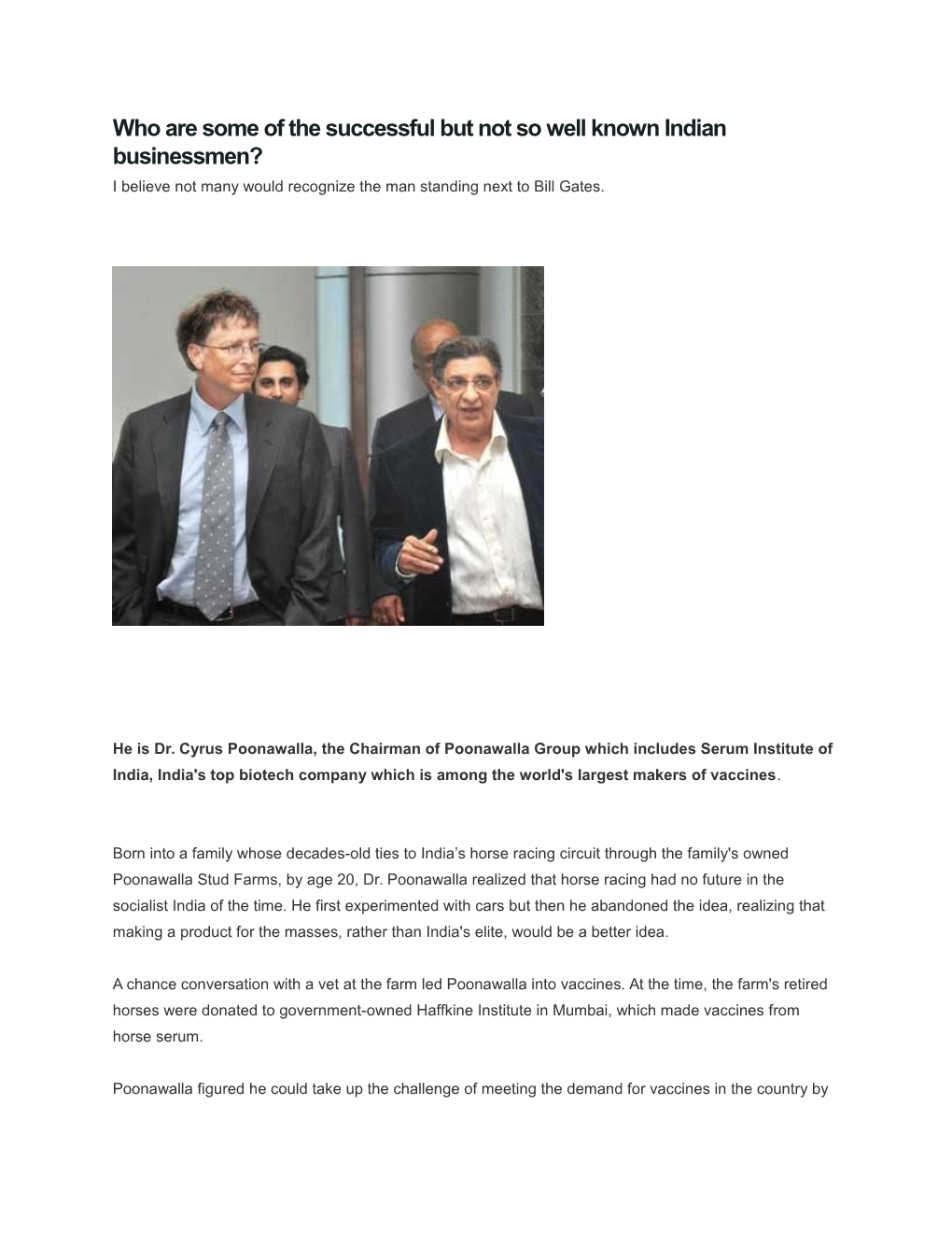 Who Are Some of the Successful but Not So Well Known Indian Businessmen? I Believe Not Many Would Recognize the Man Standing Next to Bill Gates