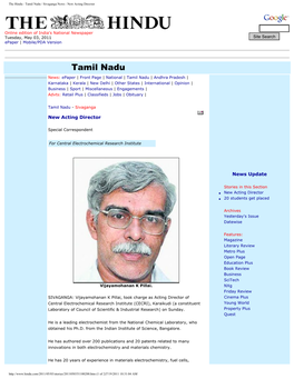 The Hindu : Tamil Nadu / Sivaganga News : New Acting Director