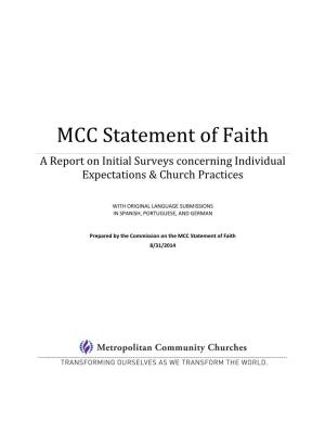 Report on the MCC Statement of Faith