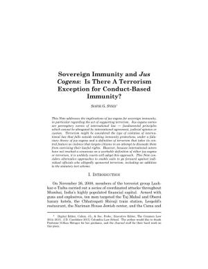 Sovereign Immunity and Jus Cogens: Is There a Terrorism Exception for Conduct-Based Immunity?