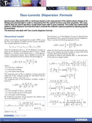 Tauc-Lorentz Dispersion Formula