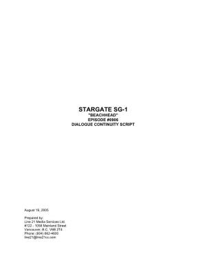 STARGATE SG-1 0906 Script