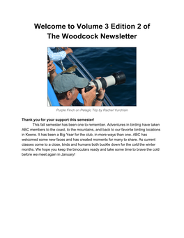 Volume 3 Edition 2 of the Woodcock Newsletter