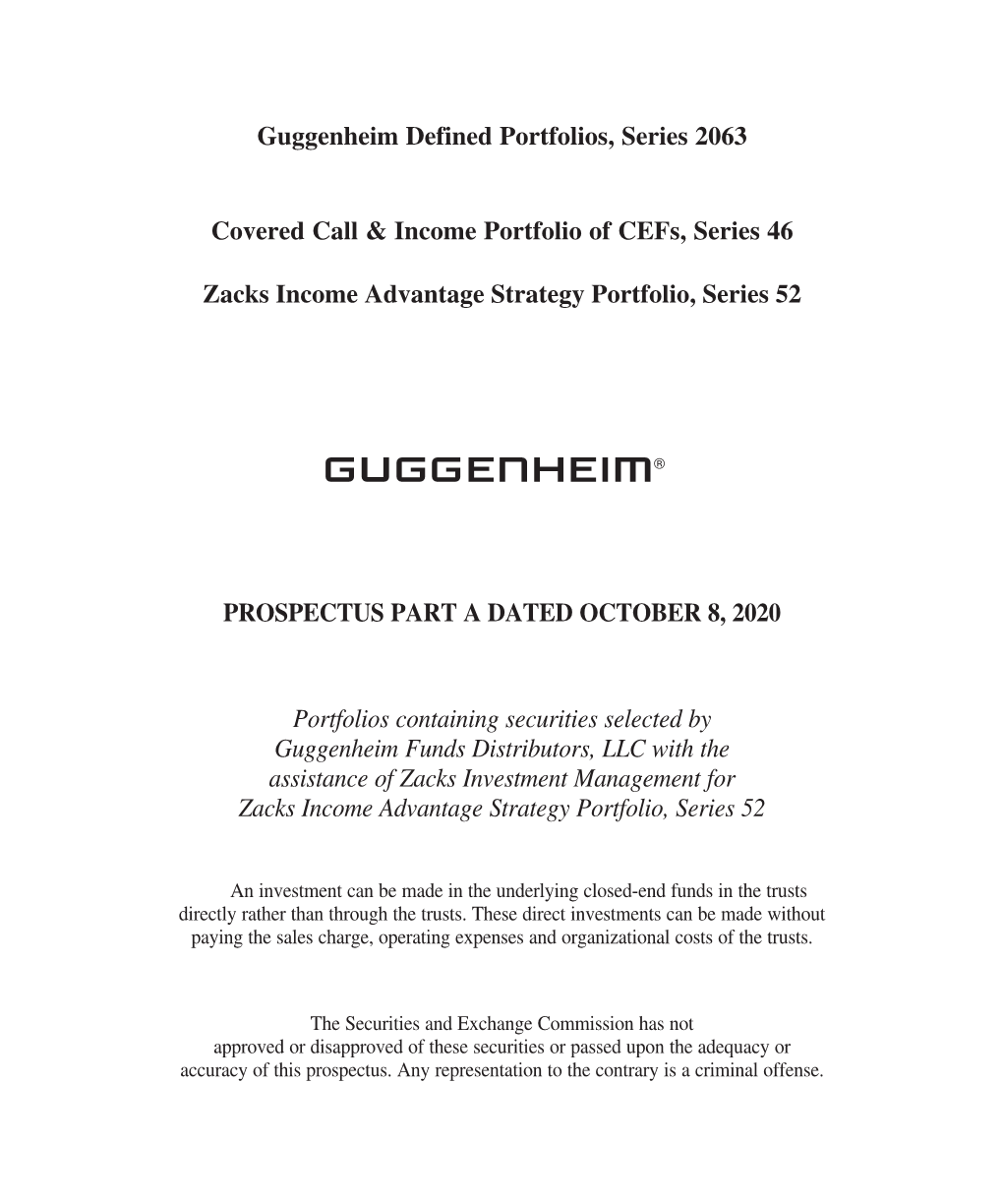Guggenheim Defined Portfolios, Series 2063 Covered Call & Income