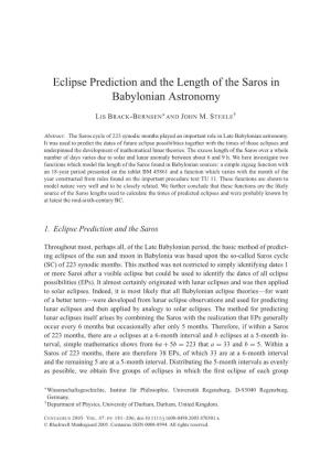 Eclipse Prediction and the Length of the Saros in Babylonian Astronomy