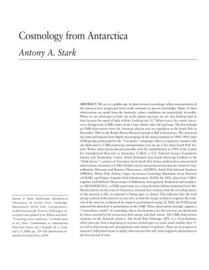 Cosmology from Antarctica Antony A