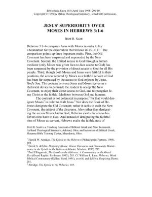 Jesus' Superiority Over Moses in Hebrews 3:1-6