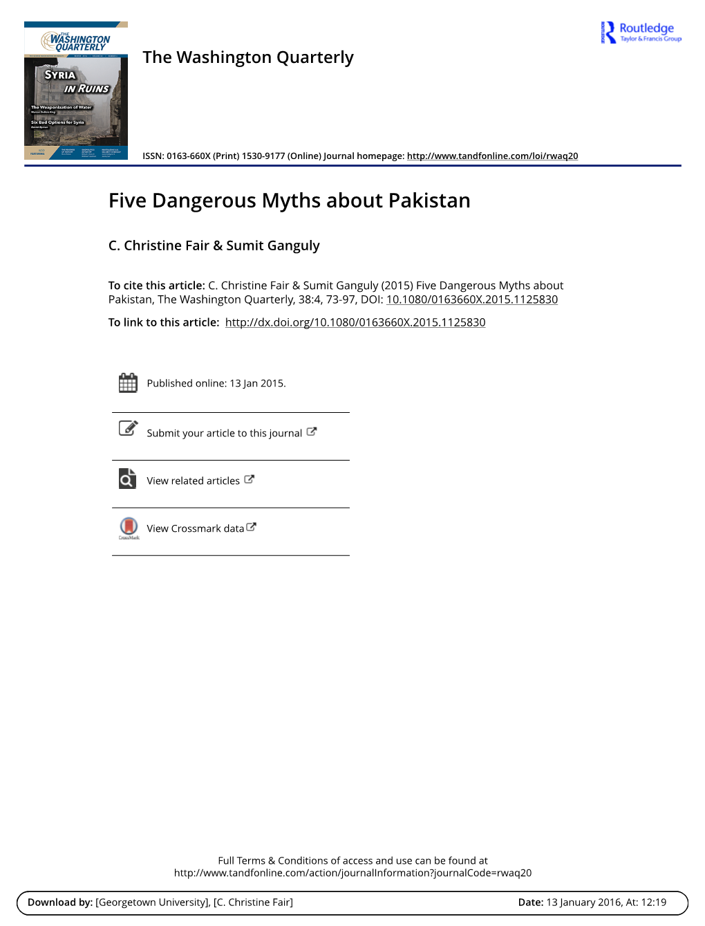 Five Dangerous Myths About Pakistan