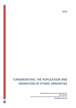 Turkmenistan: the Population and Migration of Ethnic Minorities