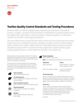 Textile Quality Standards