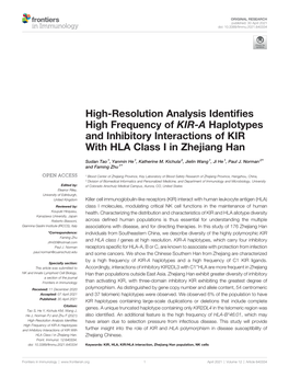 High-Resolution Analysis Identifies High Frequency of KIR-A
