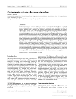 Corticotropin-Releasing Hormone Physiology