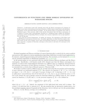 Convergence of Functions and Their Moreau Envelopes on Hadamard Spaces 3