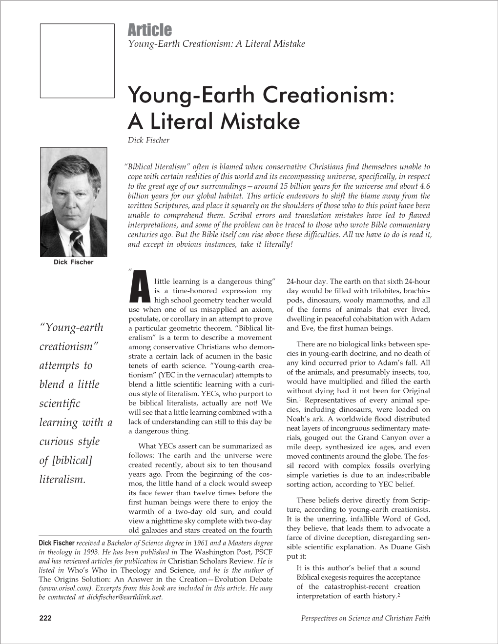 Young-Earth Creationism: a Literal Mistake