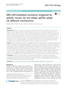 NBS-LRR-Mediated Resistance Triggered By