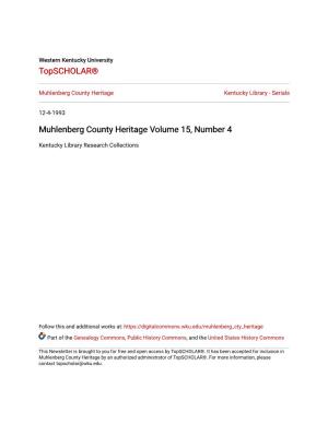 Muhlenberg County Heritage Volume 15, Number 4