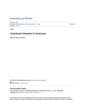 Centralized Federalism in Venezuela