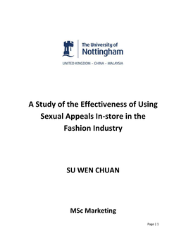 A Study of the Effectiveness of Using Sexual Appeals In-Store in the Fashion Industry