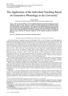 The Main Differences Between Traditional Phonology and Generative Phonology