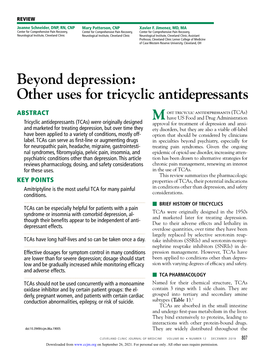 Beyond Depression: Other Uses for Tricyclic Antidepressants