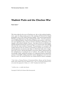 Vladimir Putin and the Chechen War