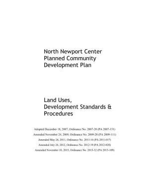 North Newport Center Planned Community Development Plan