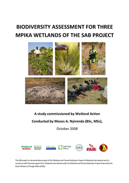 Biodiversity Assessment for Three Mpika Wetlands of the Sab Project