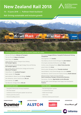 New Zealand Rail 2018 14 – 15 June 2018 | Pullman Hotel Auckland