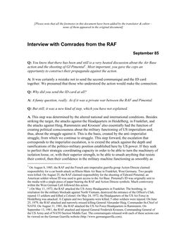 Interview with Comrades from the RAF