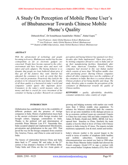 A Study on Perception of Mobile Phone User's of Bhubaneswar